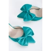 Kadın Yazlık Papyonlu Ayakkabı Turkuaz Saten