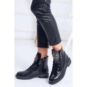 Kadın Siyah Kısa Stone Bot