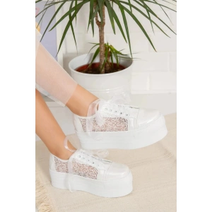 Kadın Yüksek Tabanlı Fileli Spor Gelinlik Rahat Ayakkabı