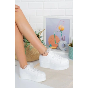 Kadın 6 cm Kalın Tabanlı Keten Gelinlik Ayakkabısı