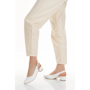 Günlük 3 cm Kısa Kalın Topuklu Ayakkabı Beyaz