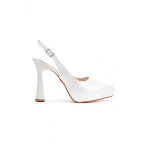 Kadın Sedef Sivri Burunlu Platform Topuklu Arkası Açık Abiye Ayakkabı