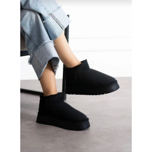 Kadın 4 cm Kalın Tabanlı İçi Kürklü Bot Siyah