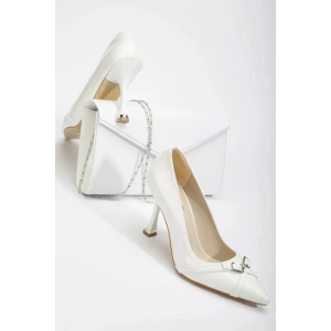 Kadın Ayakkabı ve Çanta Takımı Beyaz Rugan