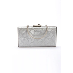 Kadın Gümüş Yılan Abiye Çanta