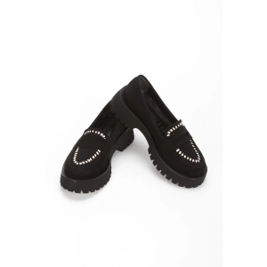 Kadın Günlük Rahat Desenli Loafer Siyah