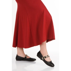 Kadın Hafif Günlük Kemerli Rahat Babet Siyah Tokalı