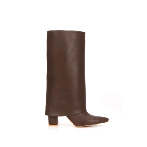 Kadın Kahverengi Boru Paça Sivri Burunlu Çizme