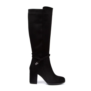 Kadın Kalın Topuklu Siyah Süet Biyeli Çizme