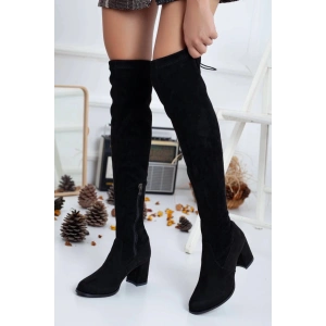 Kadın Kalın Topuklu Streç Çizme Siyah