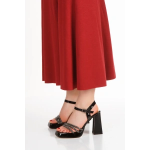 Kadın Platformlu 3 Sıra Taşlı Abiye Ayakkabı Siyah