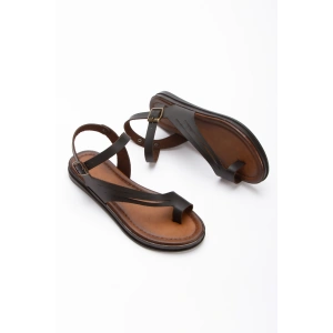 Kadın Siyah Hakiki Deri Görünümlü Parmak Arası Sandalet