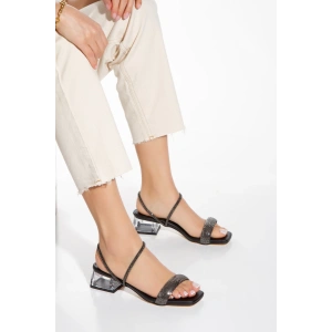 Siyah Taşlı Tek Şeffaf Topuklu Ayakkabı