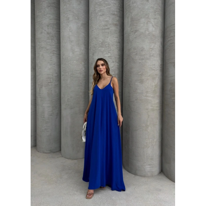 Aerobin uzun elbise saks mavisi pt