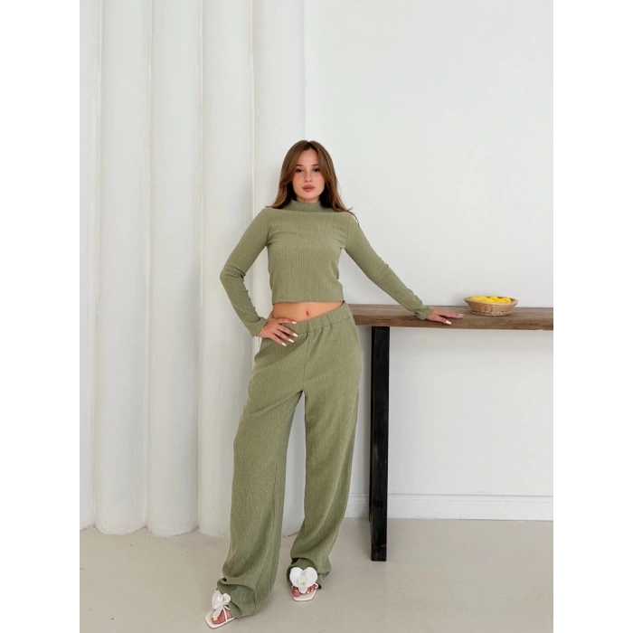 Balıkçı yaka örme takım mint st265865