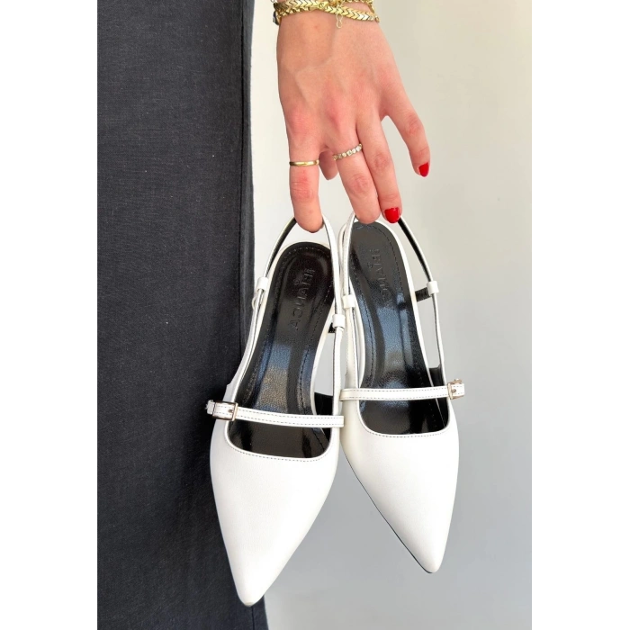 Darina Beyaz Cilt Topuklu Ayakkabı