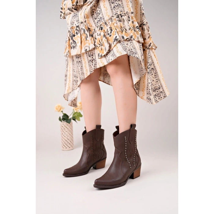 Matin Acı Kahve Cilt Topuklu Bot