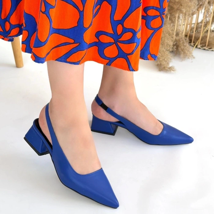 Morji Mavi Cilt Topuklu Ayakkabı