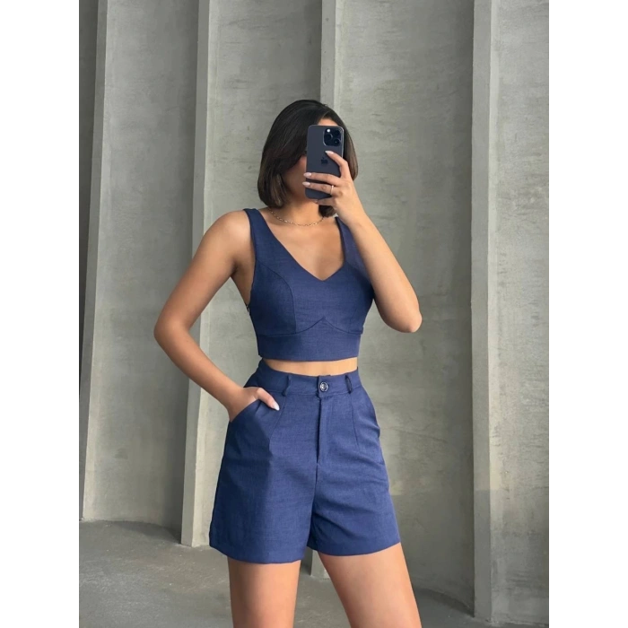 Şortlu keten takım s255014