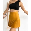 Altı pliseli mini etek hardal s24705