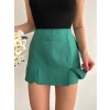 Çift yırtmaçlı atlas şort etek yeşil s240364