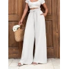 Keten bağcıklı beyaz pantolon