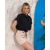 Sıfır kollu bağlamalı crop gömlek siyah s255359