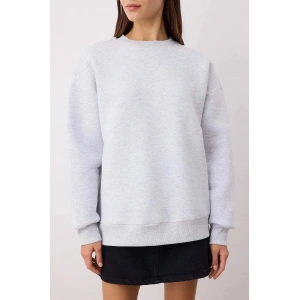 3 iplik şardonlu bisiklet yaka sweatshirt gri