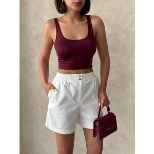 Beli lastikli çift çıtlı şort