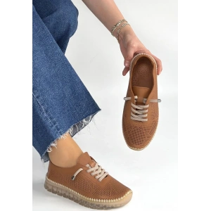 Merja Taba Deri Bağcıklı Spor Ayakkabı