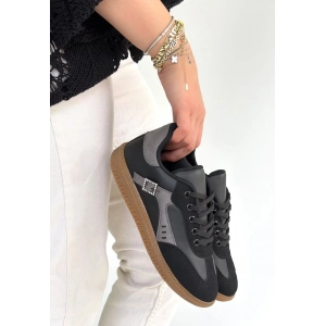 Mier Siyah Cilt Bağcıklı Spor Ayakkabı