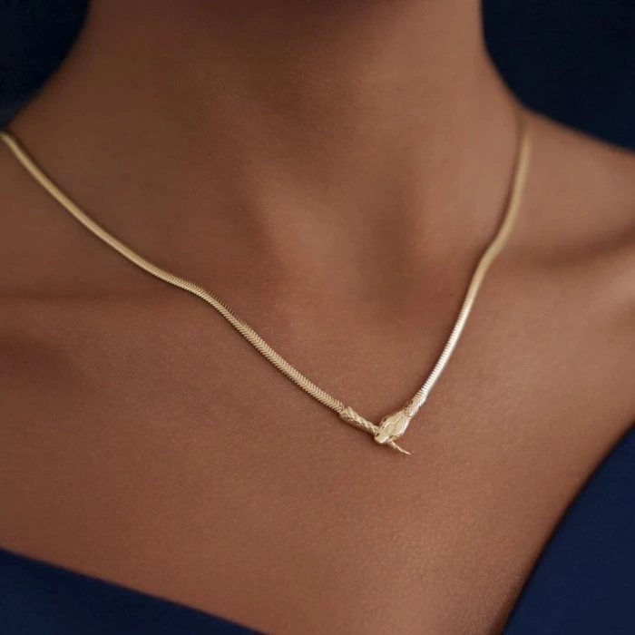 14 Ayar Altın Balıksırtı Yılan Kolye