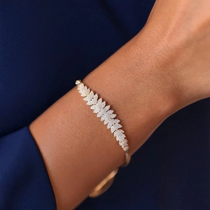 14 Ayar Altın Çift Sıra Yaprak Set Takımı