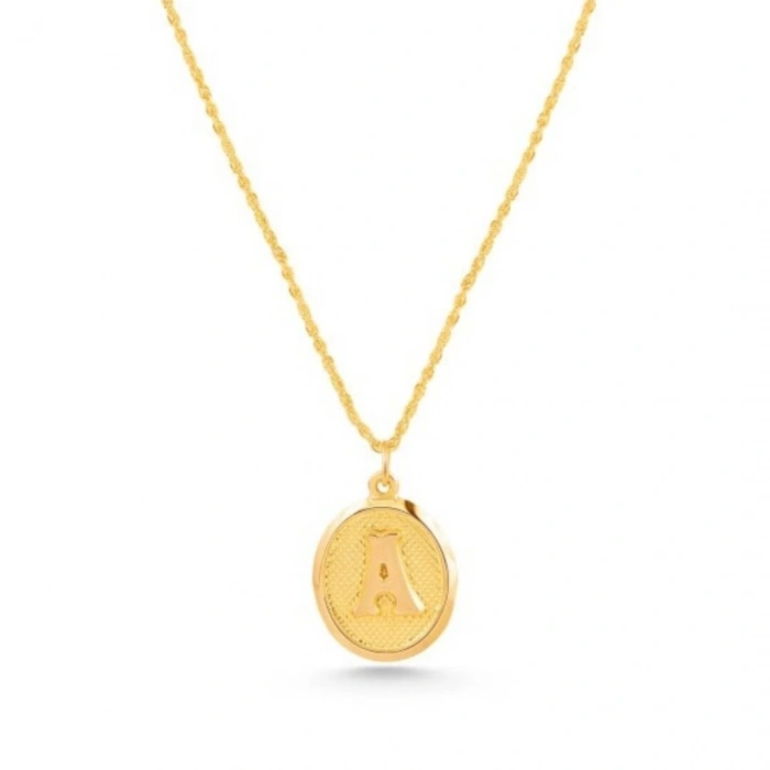 14 Ayar Altın Halat Zincirli Harf Kolye