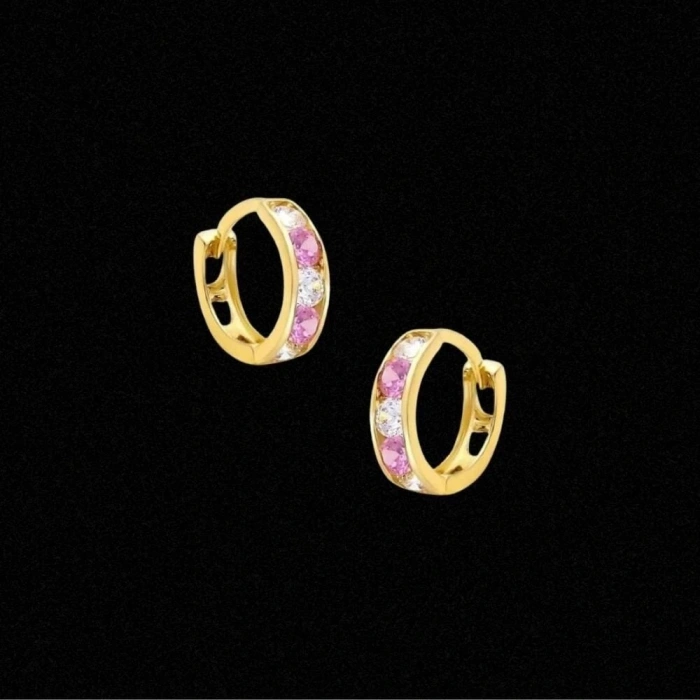 14 Ayar Altın Taşlı Motifli Çocuk Küpesi