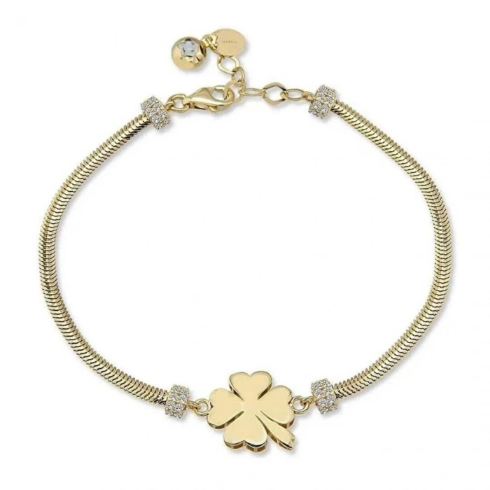 14 Ayar Altın Yonca Balıksırtı Bileklik