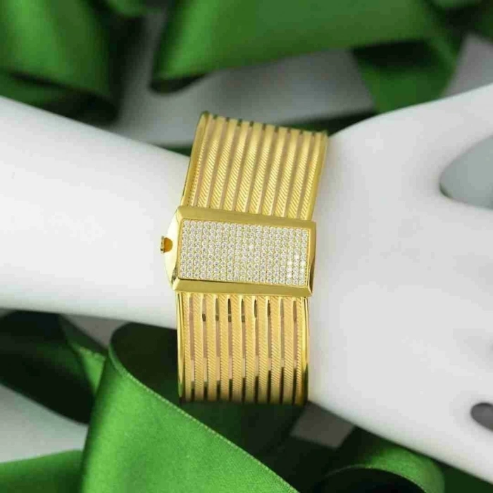 8 Ayar Altın 10 Sıra Taşlı Kelepçe