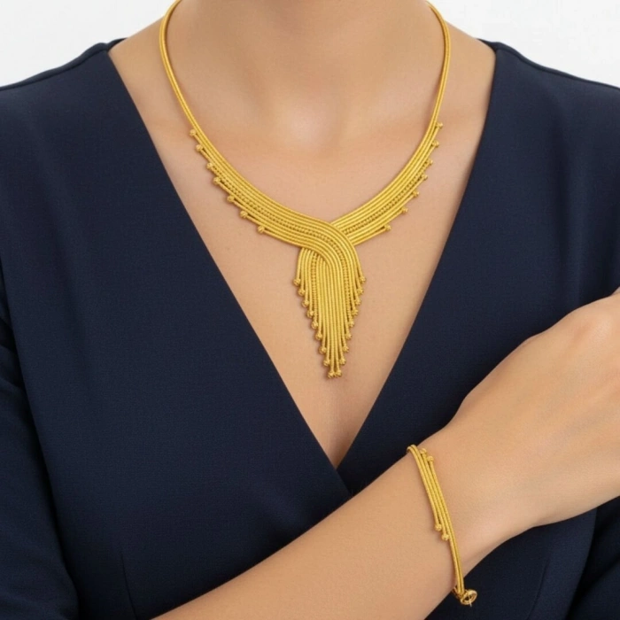 Altın Dorika Kalze Mesh Set Takımı