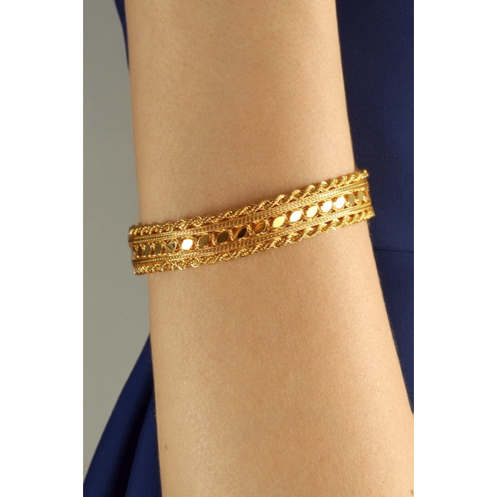 Altın Pullu Halat Bileklik