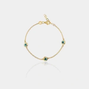 14 Ayar Altın 3 Gözlü Çocuk Bilekliği