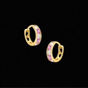 14 Ayar Altın Taşlı Motifli Çocuk Küpesi