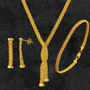 8 Ayar Altın Çift Sıra Örgü Set Takımı