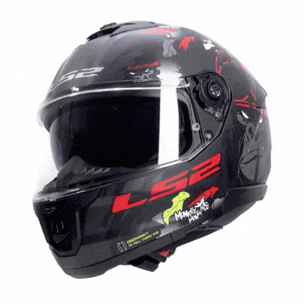 LS2 STREAM 2 ANGRY MONKEY MAT SİYAH-KIRMIZI KAPALI KASK