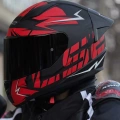 RAPID 2 CROMO MAT SİYAH-KIRMIZI KASK (1 Renkli + 1 Şeffaf Vizörlü)