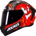 AXXIS DRAKEN GARGLEN MAT SİYAH-KIRMIZI FULLFACE KASK (SİYAH+ŞEFFAF CAMLI)