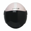 FR-612 BELLA YARIM KASK PEMBE-SİYAH-BEYAZ (SİYAH CAMLI+GÜNEŞ VİZÖRLÜ)