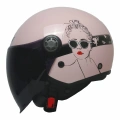 FR-612 BELLA YARIM KASK PEMBE-SİYAH-BEYAZ (SİYAH CAMLI+GÜNEŞ VİZÖRLÜ)
