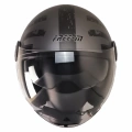 FR-612 REBO YARIM KASK MAT SİYAH-GRİ (GÜNEŞ VİZÖRLÜ)