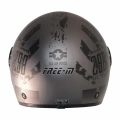 FR-612 REBO YARIM KASK MAT SİYAH-GRİ (GÜNEŞ VİZÖRLÜ)