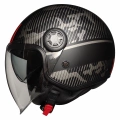 FR-612 UNIVER YARIM KASK MAT SİYAH-GRİ-KIRMIZI (GÜNEŞ VİZÖRLÜ)